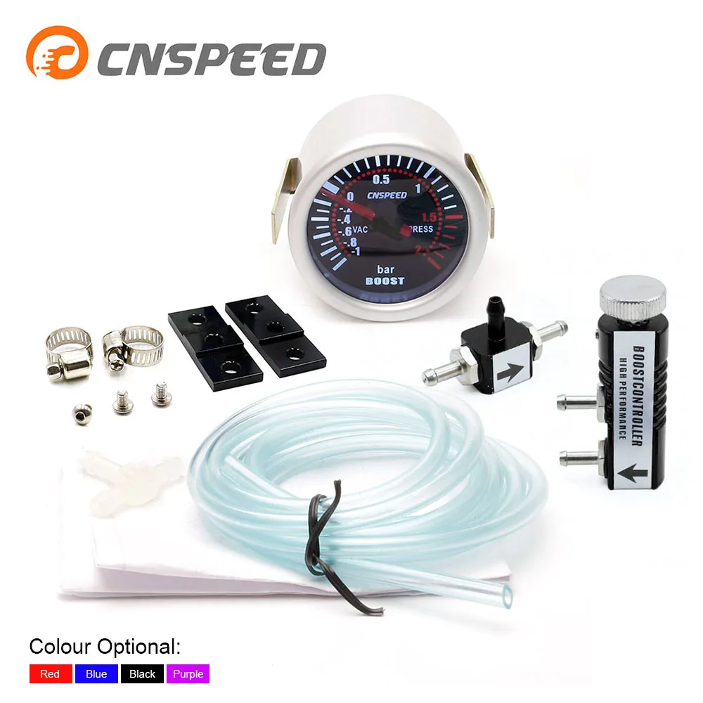 CNSPEED " 52 мм турбо Boost Gauge-1-2 бар автомобиль Дым Лен с регулируемым Авто турбо Boost контроллер комплект 1-30 PSI