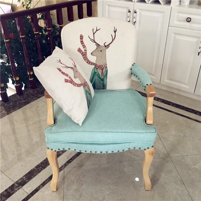 lightgreen linencott Американский Одноместный стул для отдыха из твердой древесины в стиле ретро, европейский стиль, подлокотник, стул для кафе, обеденный стул, для учебы, спальни, компьютерное кресло - Цвет: lightgreen linencott