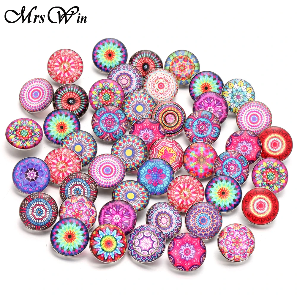 10 шт./лот ювелирные изделия с цветком на кнопках имбирное Круглое стекло 18 мм