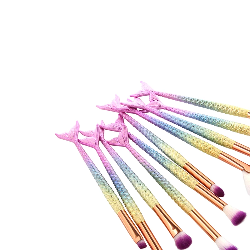 1 шт. фиолетовый + зеленый набор кистей для макияжа рыбий хвост основа Пудра Тени