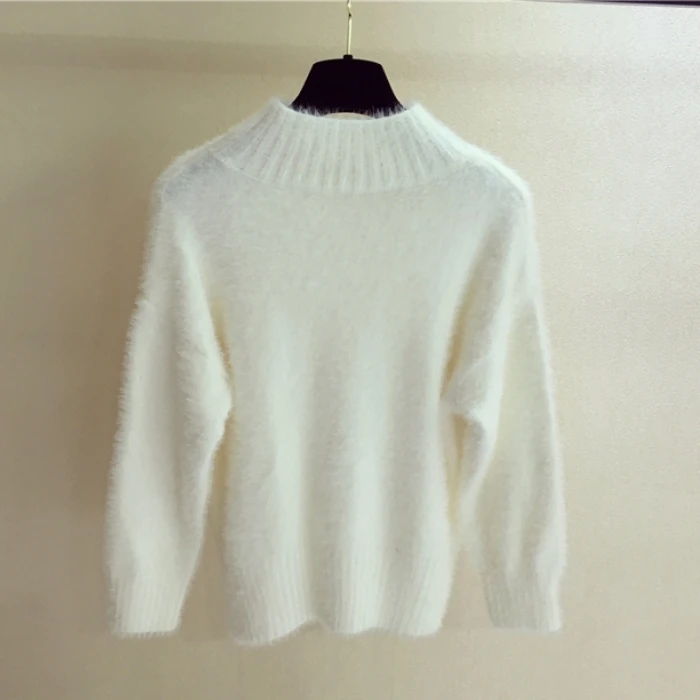 Женский утепленный свитер-водолазка мягкий теплый пушистый свитер большого