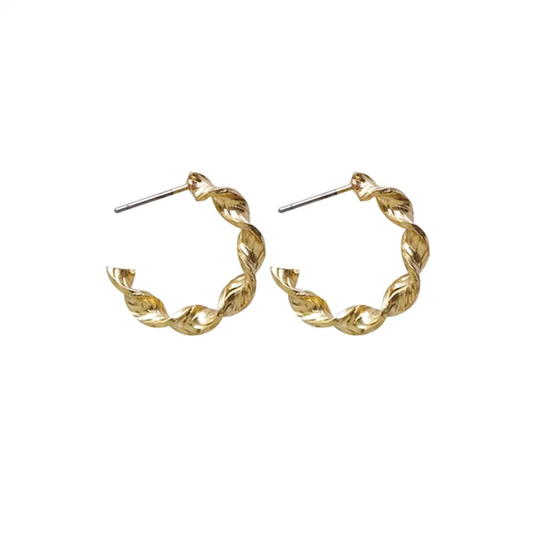 Модные простые золотые геометрические серьги в стиле ретро металлические