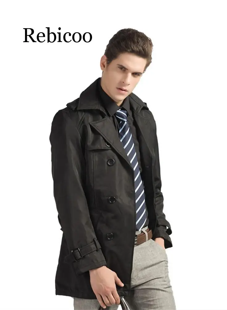 

Trench Coat Men Autumn Spring Double Breasted Men Outerwear Casual Coat Men&#39s Jackets Windbreaker Mens Trench Coat