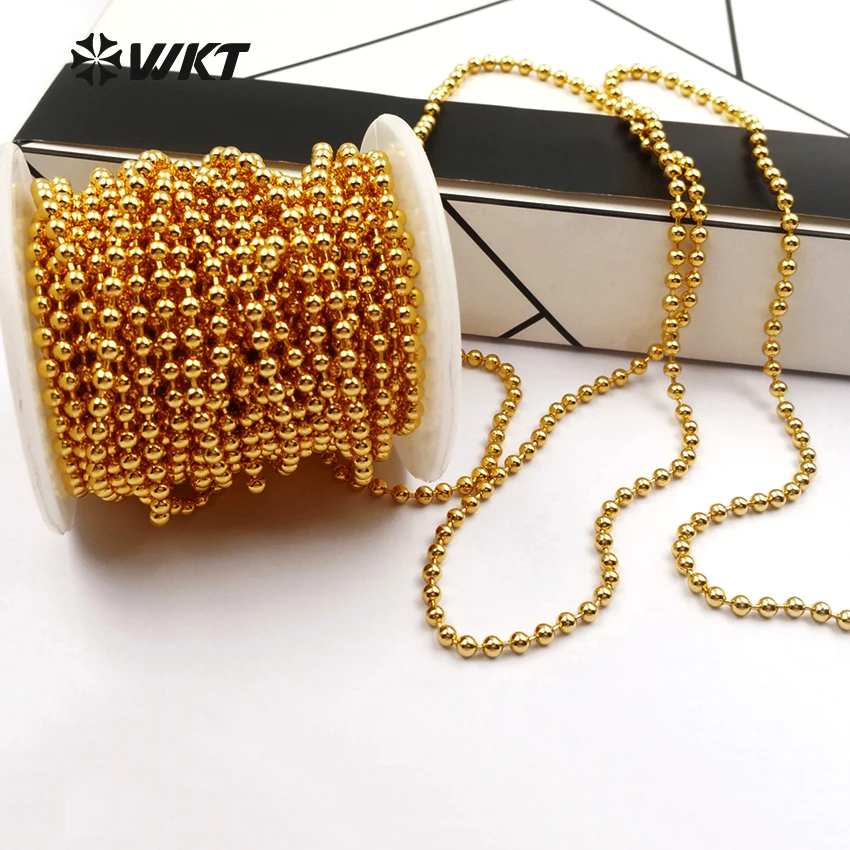 WT-RBC034 Wholesale Fashion High Quality 24K Metal Electroplated Brass Link Chain With Bead For Women Jewelry Supply | Украшения и