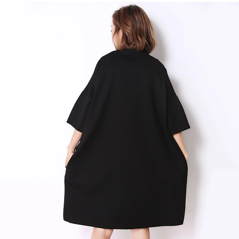 [XITAO] Korea New Autumn Casual Women Turtleneck Above Knee Dress Female Half Sleeve Solid Color Pullover Dress GWY2464