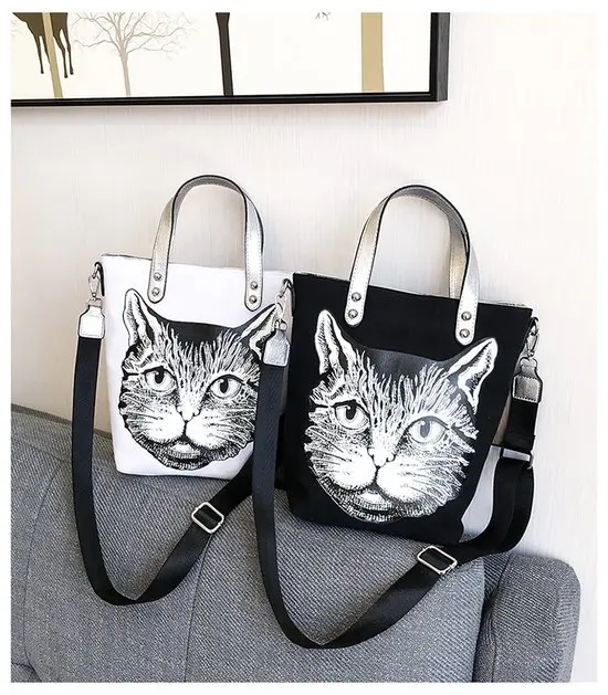 2018 модная новая трендовая тканевая сумка на плечо с принтом кота для кошки хит
