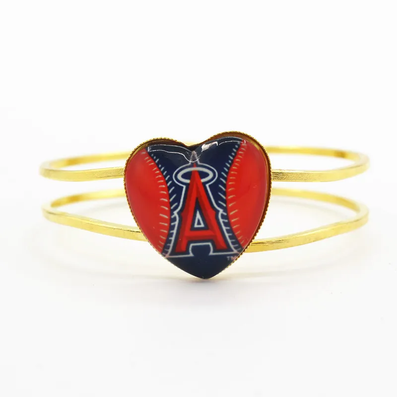 baseball sports Los Angeles Angels team charms alloy heart bracelet 6pcs/lotbangle bracelets jewelry for man woman | Украшения и