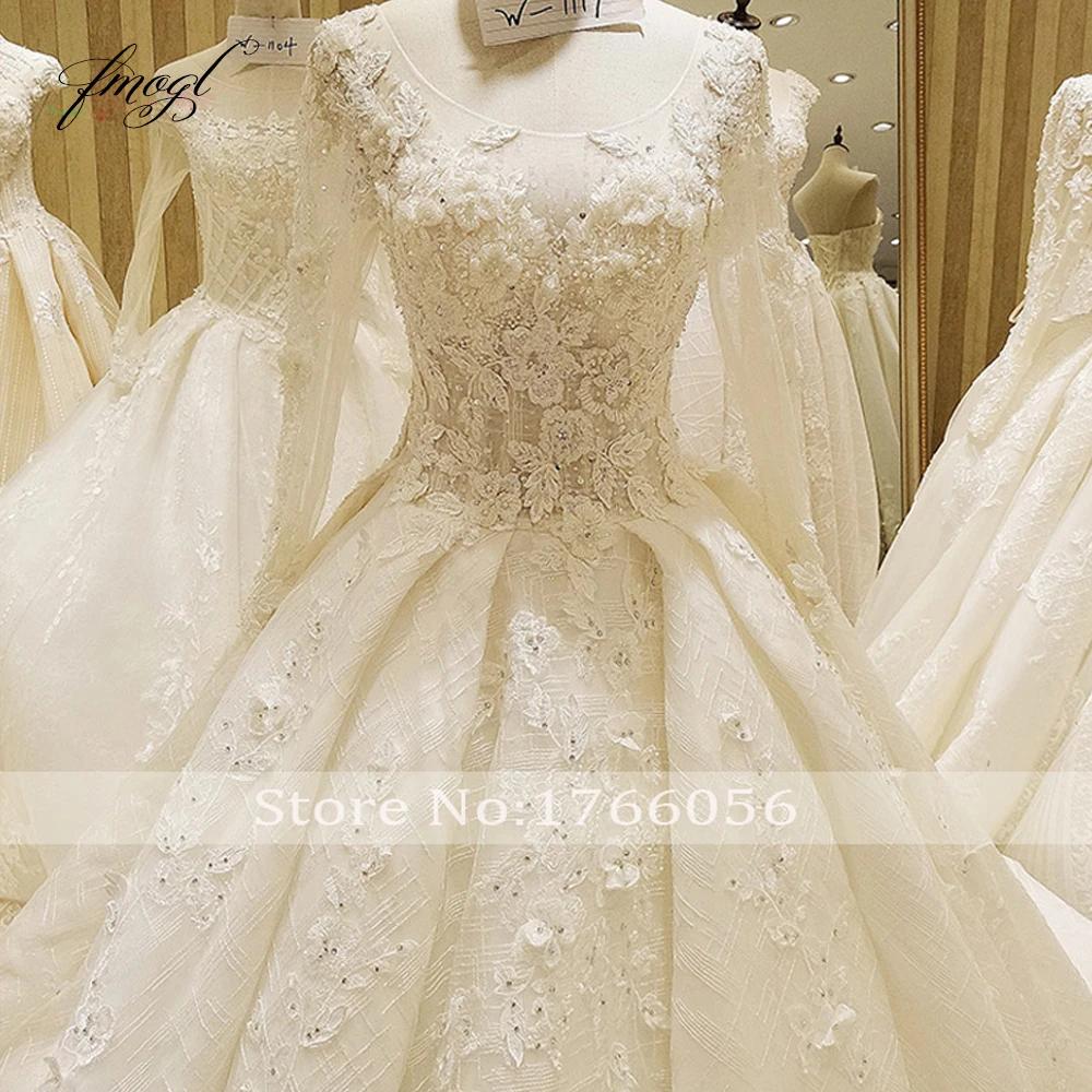 Fmogl Vestido De Noiva винтажные Свадебные платья с длинными рукавами 2019 круглый вырез