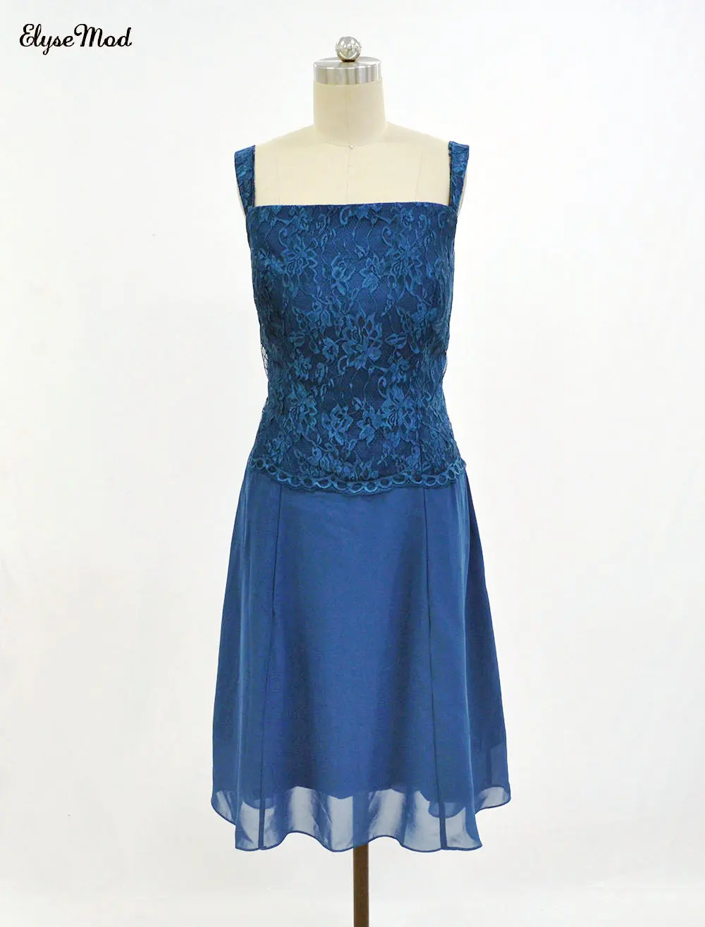 Новые синие Кепки рукава по колено Чирок кружевные коктейльные платья из