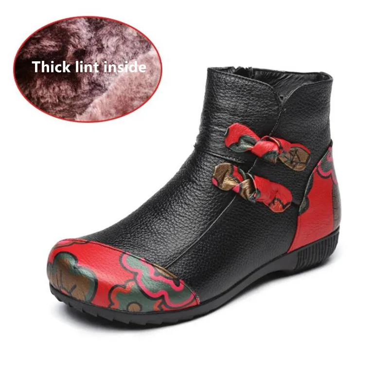

2020 Four seasons New retro Women Booties fashion big size really cowhide women's boots hot section national style casual shoes