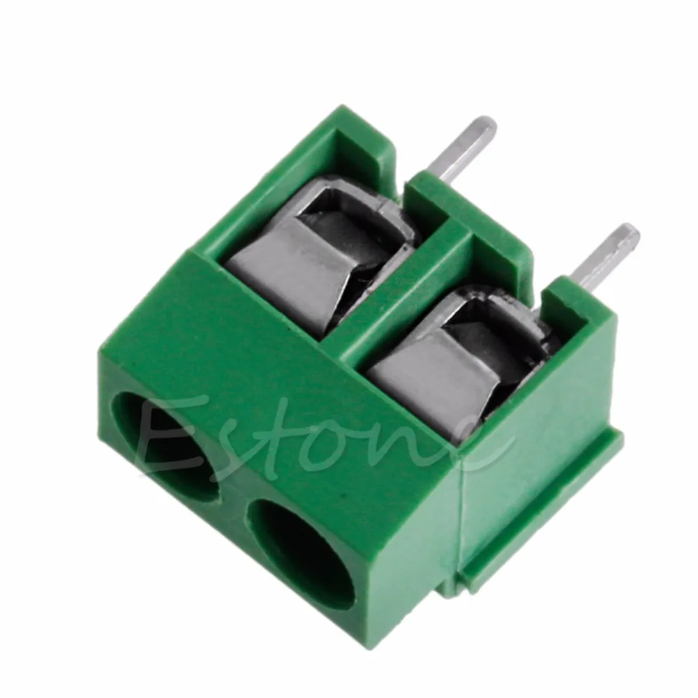2 шт. 300 В 10A 2P папа PCB винтовой клеммный блок разъем 5 мм зеленый шаг L25|connector|pitch