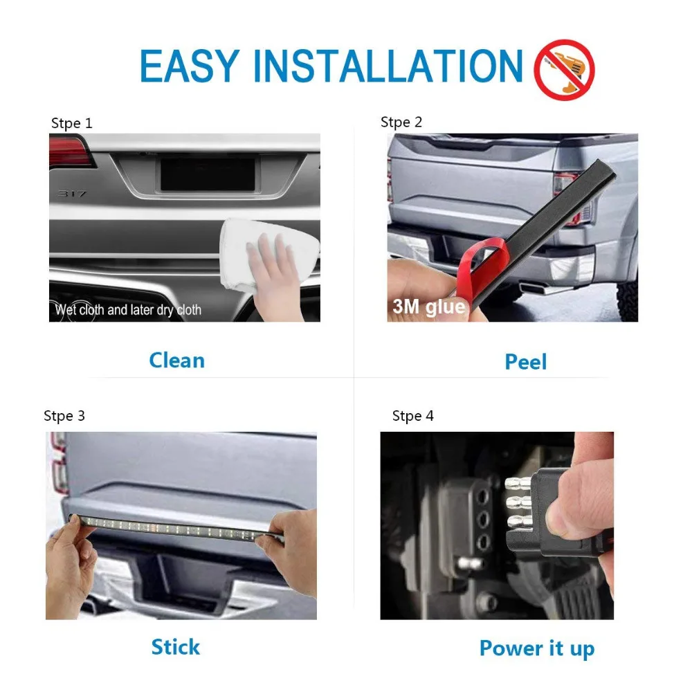 60 &quotгибкий грузовик светодиодные задние ворота свет бар сигнала тормоза назад |