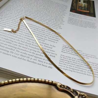 Louleur 925 пробы Серебряное плоское модное ожерелье в виде змеи, Золотая широкая цепочка, колье для женщин, украшение на шею, Серебряное ювелирное изделие - Цвет камня: gold color