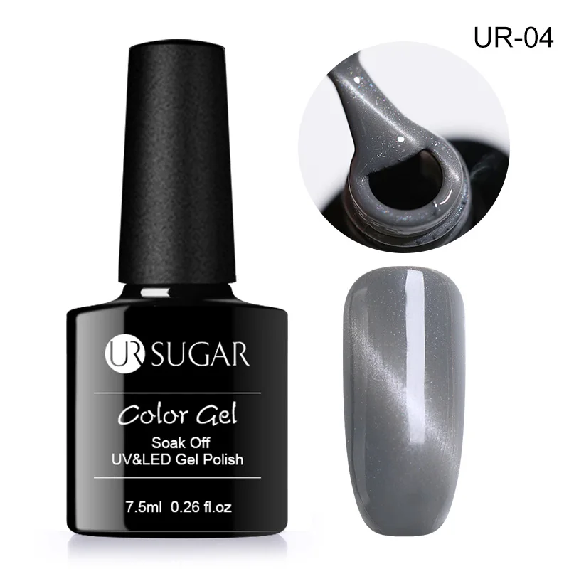 Grey 4 Ur Sugar 7,5 мл Гель-лак для ногтей с эффектом «кошачий глаз» Хамелеон голографический блеск Магнитный Гель-лак для ногтей замачиваемый УФ-гель лак для ногтей - Цвет: Grey 4