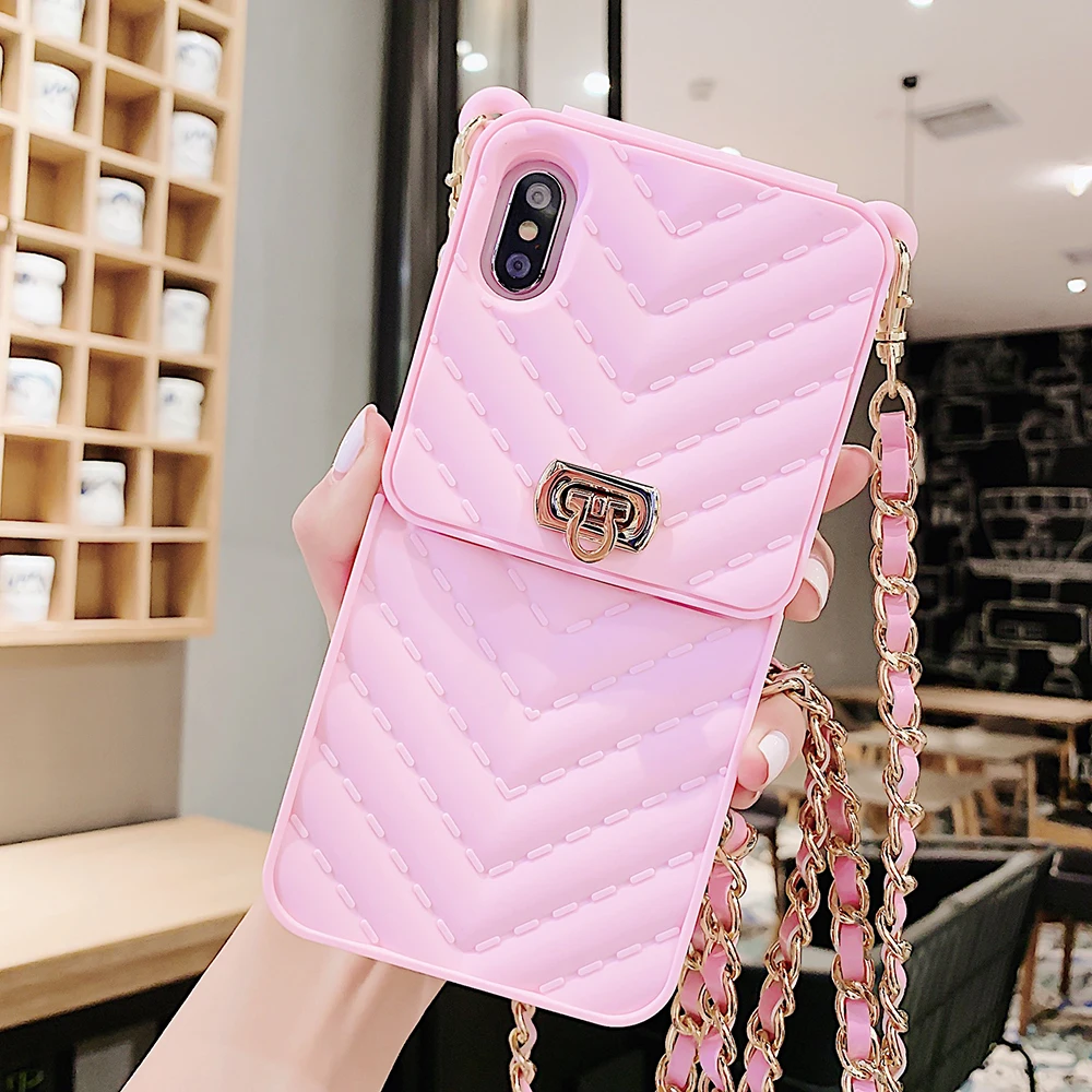 Сумка через плечо, чехол для телефона iPhone XS Max XR X 10 6 7 8, мягкий силиконовый чехол с откидной крышкой и отделением для кошелька, задняя крышка для iPhone 6, 6s, 7, 8 Plus, чехол s