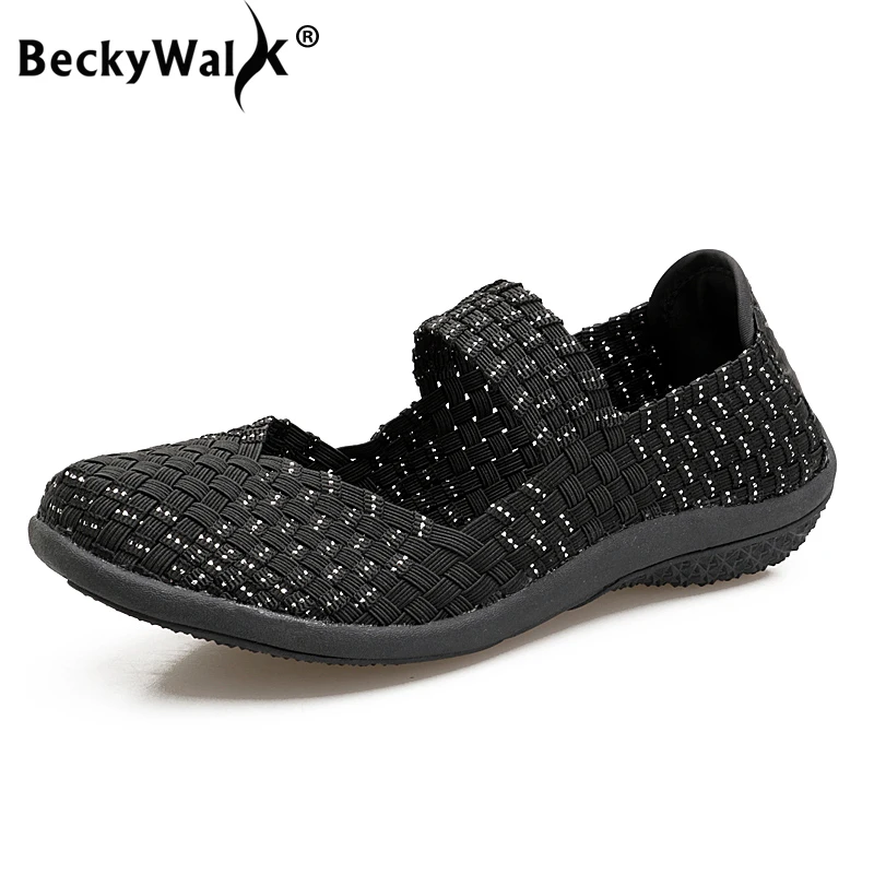 Туфли BeckyWalk женские на плоской подошве плетеные балетки Нескользящие кроссовки