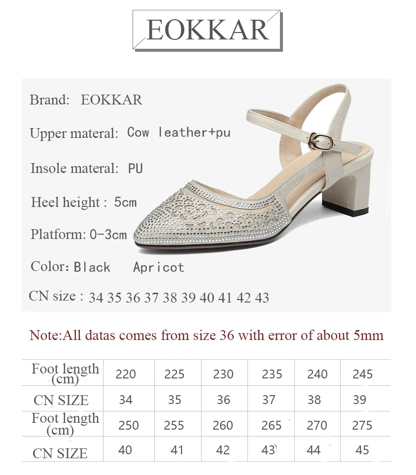 

Eokkar 2019 Sequins Hallow Women Pumps All Match Pointed Toe Chunky Heel Sandals Black Spring/autumn Ladies Pumps Size 34-43
