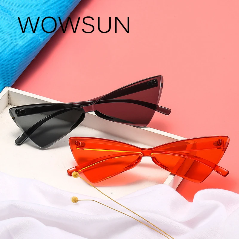 WOWSUN Новые солнцезащитные очки кошачий глаз женские брендовые Кристальные модели