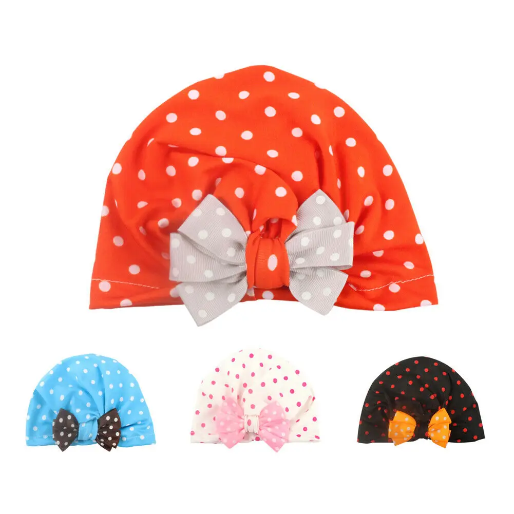 Fashion baby hat Dot Turban a headscarf for girl boy Elastic caps Girls 8 style cap Bow tie Infant Accessories | Детская одежда и