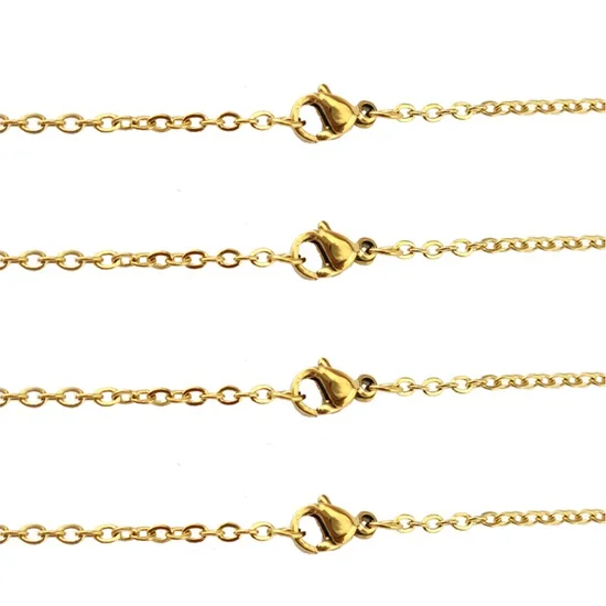 gold color 5x/лот 2 мм цепочка из нержавеющей стали Цепочки и ожерелья 50 см, 60 см, рост: 80 см, 90 см, Радужный цвет серебристый, Золотой разноцветные на цепочке цепи для изготовления ювелирных изделий - Окраска металла: gold color
