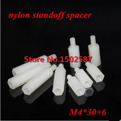 

100pcs/lot M4*30+6 Nylon Hex Standoff Spacer M4 Male x M4 Female 30mm Length Metric Thread