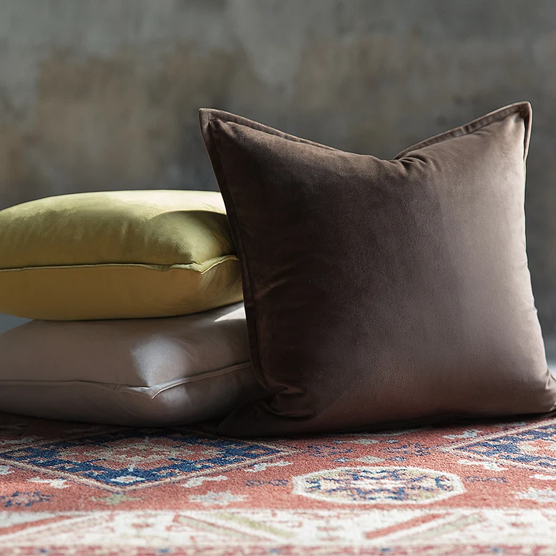 Home Decoractive Твердый чехол для подушки Серый Синий Розовый Фиолетовый Зеленый кофе коричневый квадратный мягкий бархатное покрытие для подушки 45x45 см/60x60 см