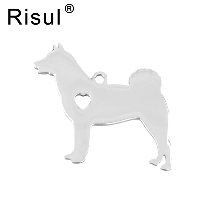 

Risul I love my Dog Siberian husky Malamute Stainless steel Pendant puppy pet ID blank dog tag for print Mirror polish 10pcs
