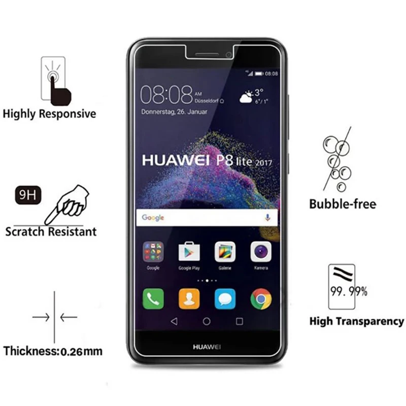 9H 0 26 мм взрывозащищенное Закаленное стекло для Huawei P8 Lite 2017 Защитная пленка экрана