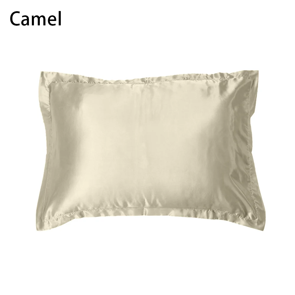 camel 1 шт. Мягкий Гладкий прямоугольник 50*70 см queen Стандартный искусственный шелк, атлас Подушка Чехол разноцветный постельные принадлежности, подушка с эффектом чехол - Цвет: camel