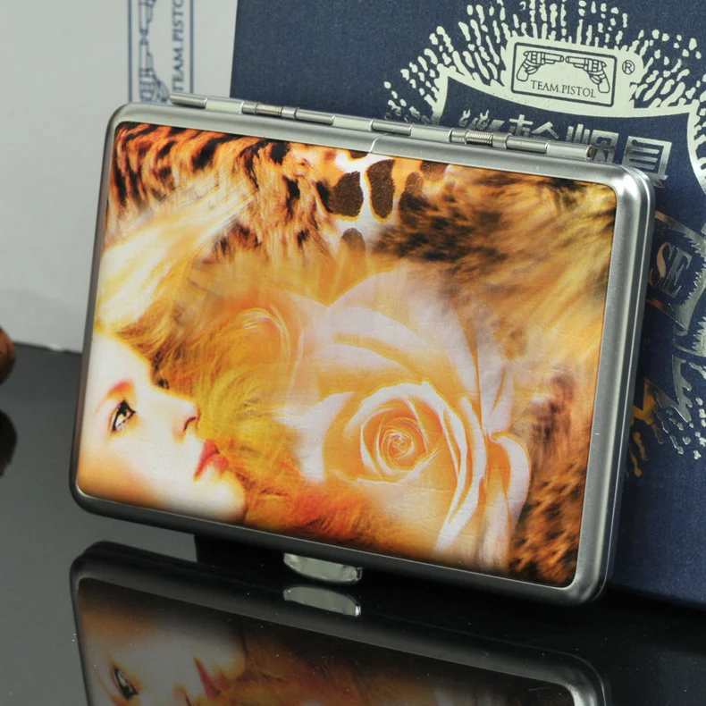 Кожаный Чехол Для Сигарет Женщина Тонкий Портсигар Box Удержание За 14 Шт. 100 мм