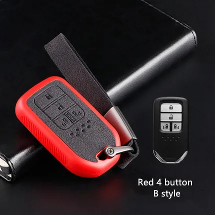 4 button B Red ТПУ флиппе для Honda CRV HRV Accord Civic Odyssey Vezel Inspire Fit Jazz JADE Pilot флип чехол для ключей - Название цвета: 4 button B Red