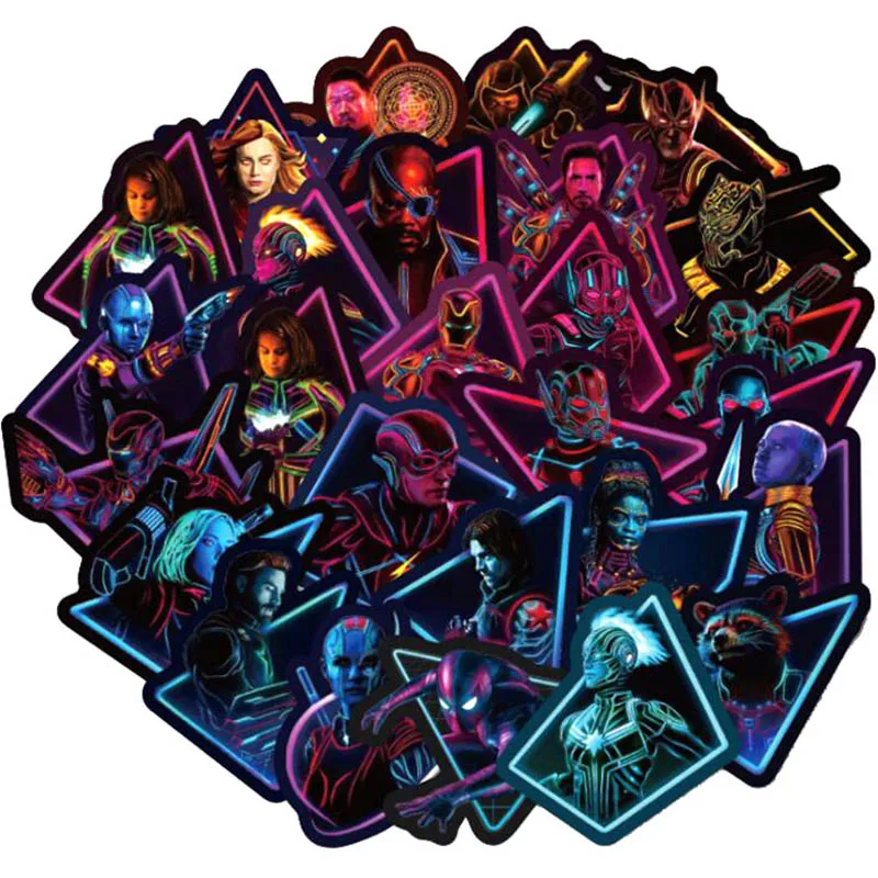 100pcs Neon hero 100 шт неоновый светильник наклейки "Мстители" Аниме Супер герой наклейки для ноутбука чемодан Гитара Холодильник велосипед мотоцикл автомобиль - Цвет: 100pcs Neon hero