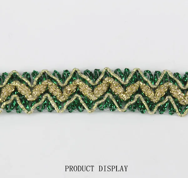 Плетеная зеленая Золотая кружевная ткань искусственная декоративная лента
