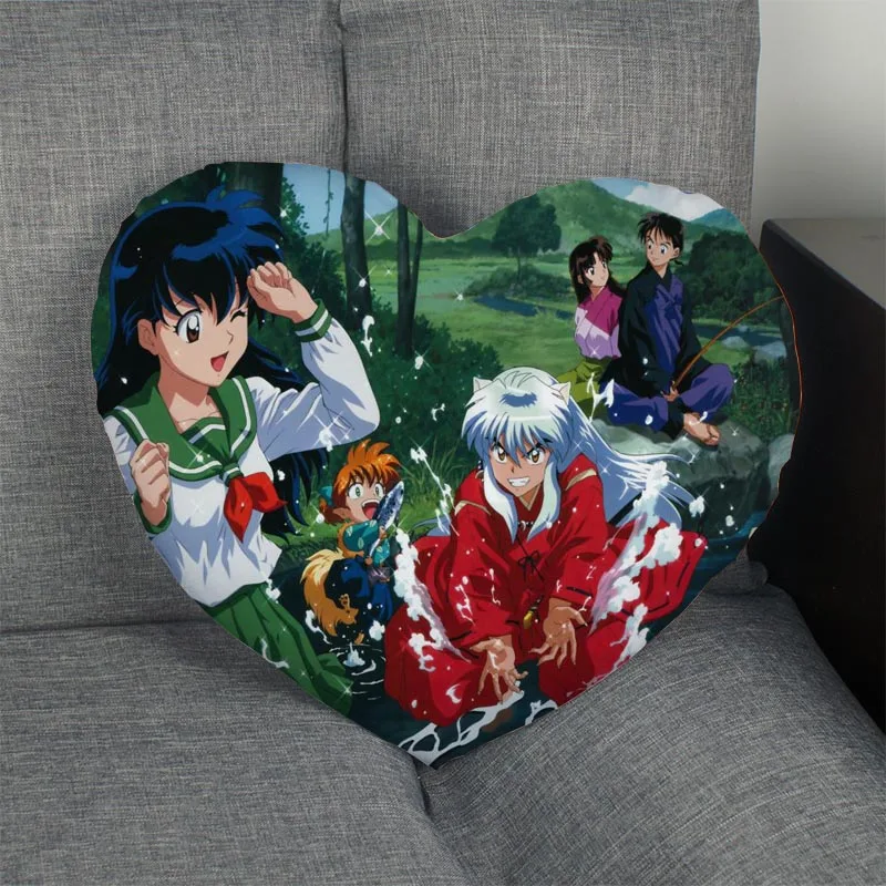 Новое поступление Заказная Наволочка на молнии крышка Inuyasha подушка в форме сердечка размер 41 х36 см, 47x42 см