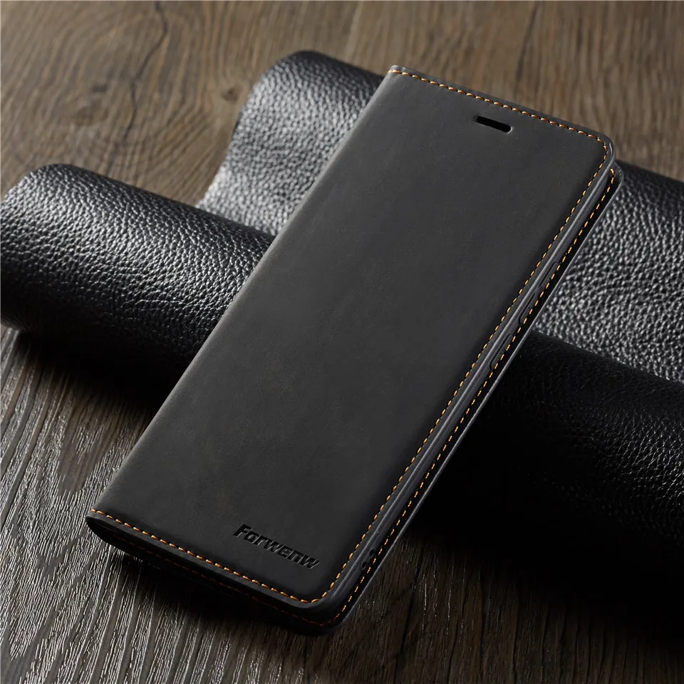 Кожаный чехол-книжка для samsung Galaxy A50, A70, A30, S10 Plus, S10e, S10, S10+, 5G, роскошный магнитный держатель для карт, кошелек, подставка, чехол-книжка - Цвет: Black