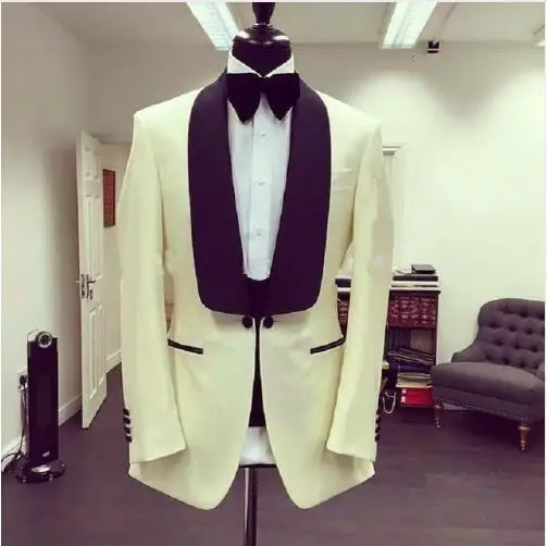 2017 новейшее пальто брюки дизайн белая шаль лацкане Мужской Костюм приталенный