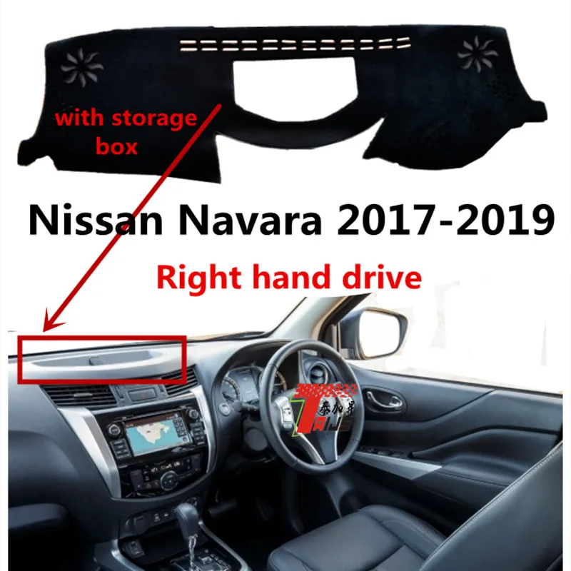 

TAIJS right hand drive car dashboard cover for Nissan Navara 2017-2019 Auto dashboard mat pad for Nissan Navara with storage box