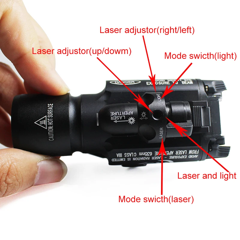 X400 Тактический светло красный лазерный Белый светодиодный фонарь пистолет