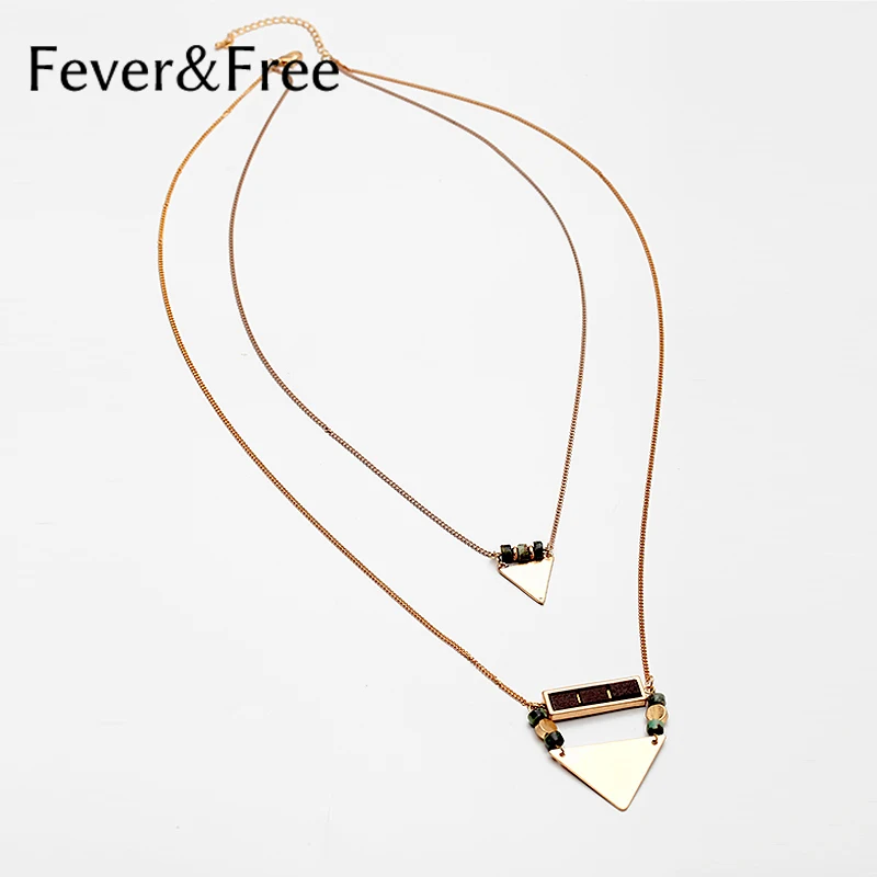 Fever &amp Free новинка женское Двухслойное ожерелье из золотого и серебряного сплава с