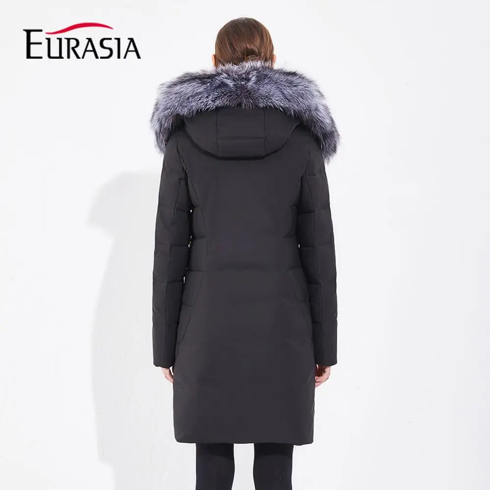 Новое поступление 2019 г. женские зимние пальто EURASIA Длинные парки с капюшоном