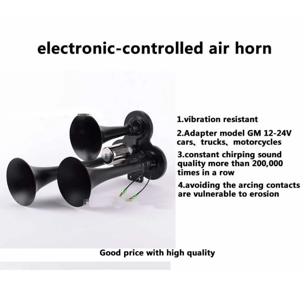 

(black) new design reliability car motorcycle air speakersolenoid valve/12v-24V three-plated air trumpet /Van trumpet