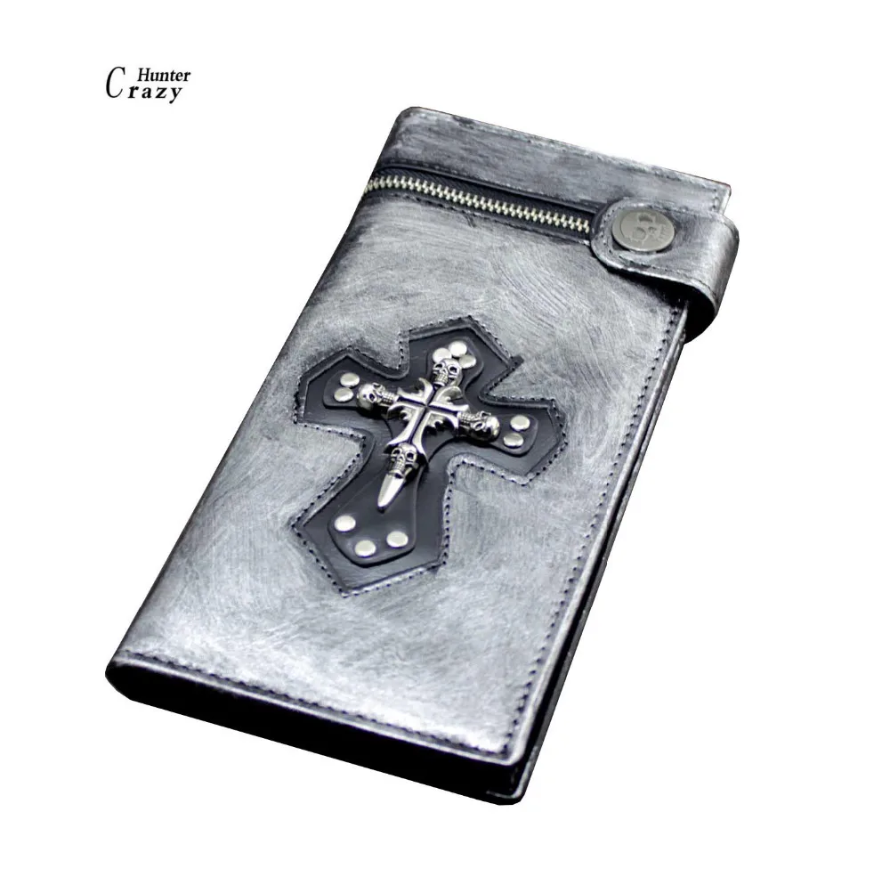 Мужской женский Винтажный серебряный панк готический крест длинный кожаный