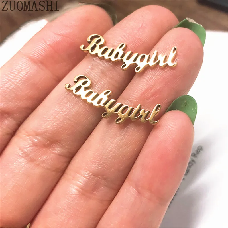Новые персонализированные серьги BabyGirl на заказ с именем и буквой из нержавеющей