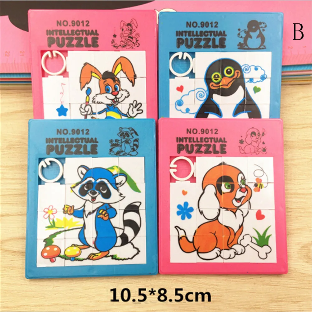 

1PCS Children's Building Educational Toys Jigsaw Puzzle Cute Animals Plastic Slide Puzzle Toys Kids Gift 8cm 10cm Random