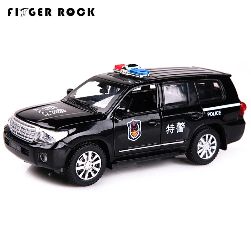 Finger Rock 1/32 масштаб моделирование Land Cruiser полицейская модель автомобиля литье под давлением игрушки мигающий светильник вытяжной автомобиль игрушка из сплава