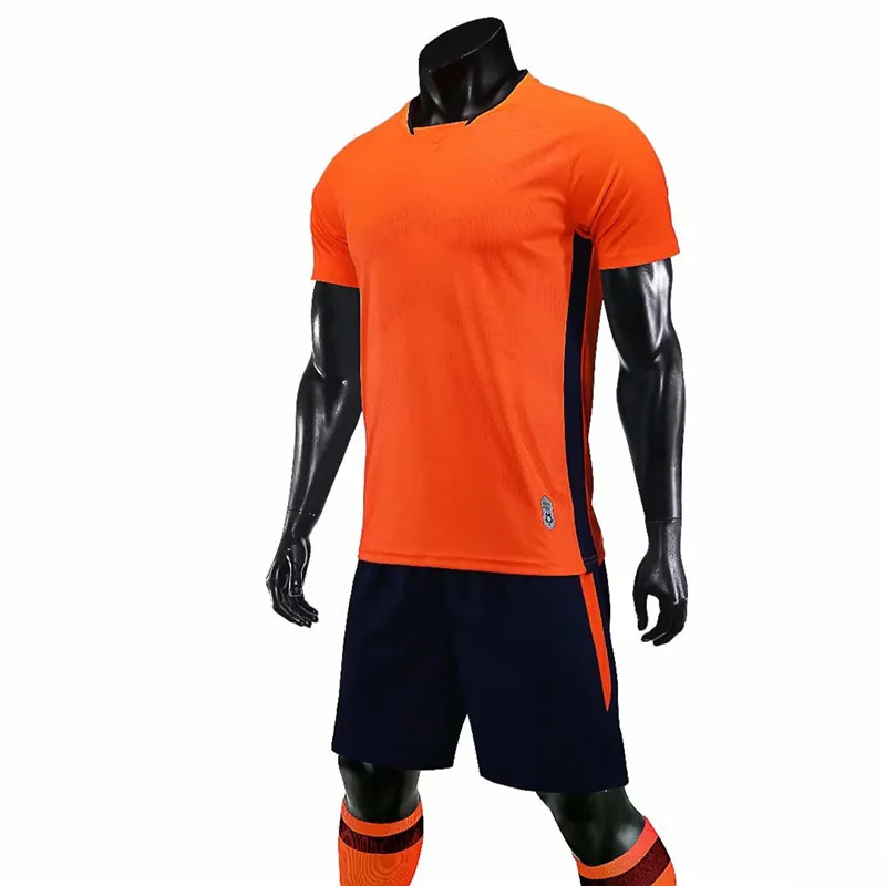 Orange Новые мужские футбольные майки для мальчиков, наборы, детский спортивный комплект, тренировочные футбольные майки, рубашки, дышащие командные униформы, индивидуальный номер - Цвет: Orange