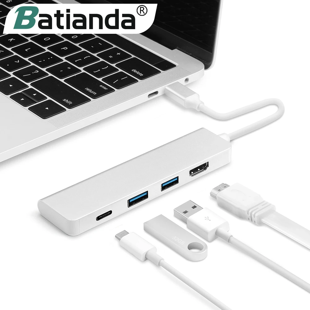 Type-C Adapter Hub 4in1 2 USB 3.0 Ports USB-C Power Charge Port + 4K HDMI- compatible For Macbook Pro Air pro 13 15 2020 A2338 | Компьютеры