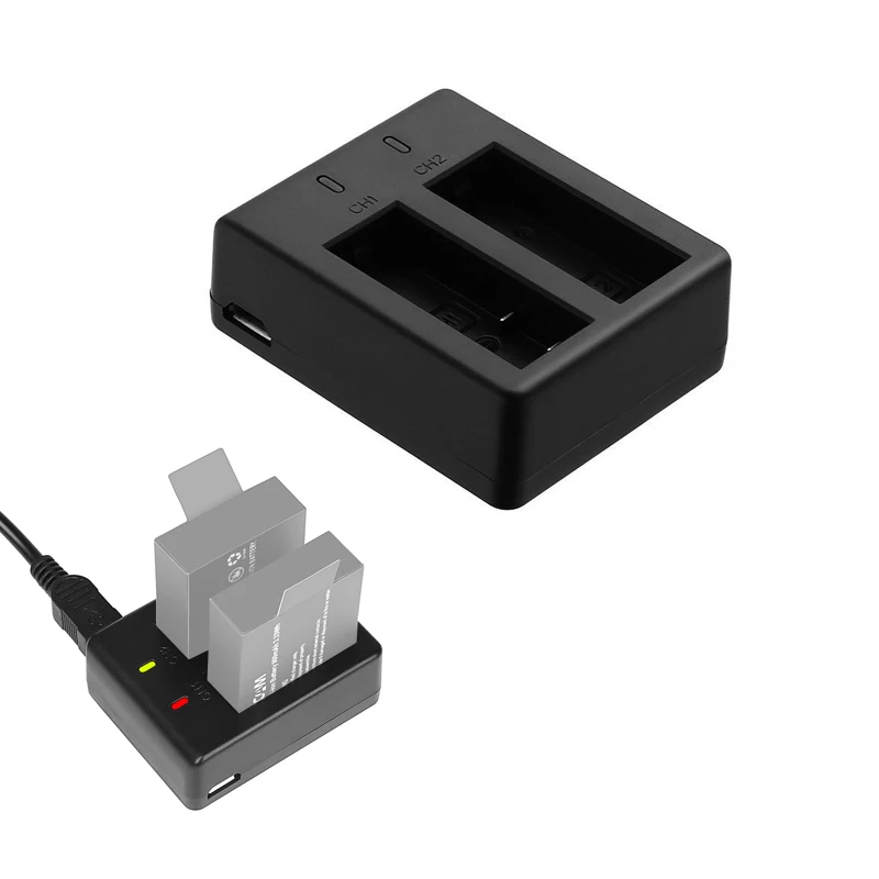 Универсальное зарядное устройство для спортивной камеры двойное с usb кабелем SJ4000