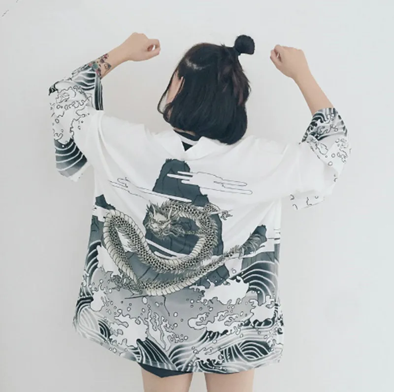 Японское кимоно Рубашка Пляжное кардиган женское летнее традиционное японское