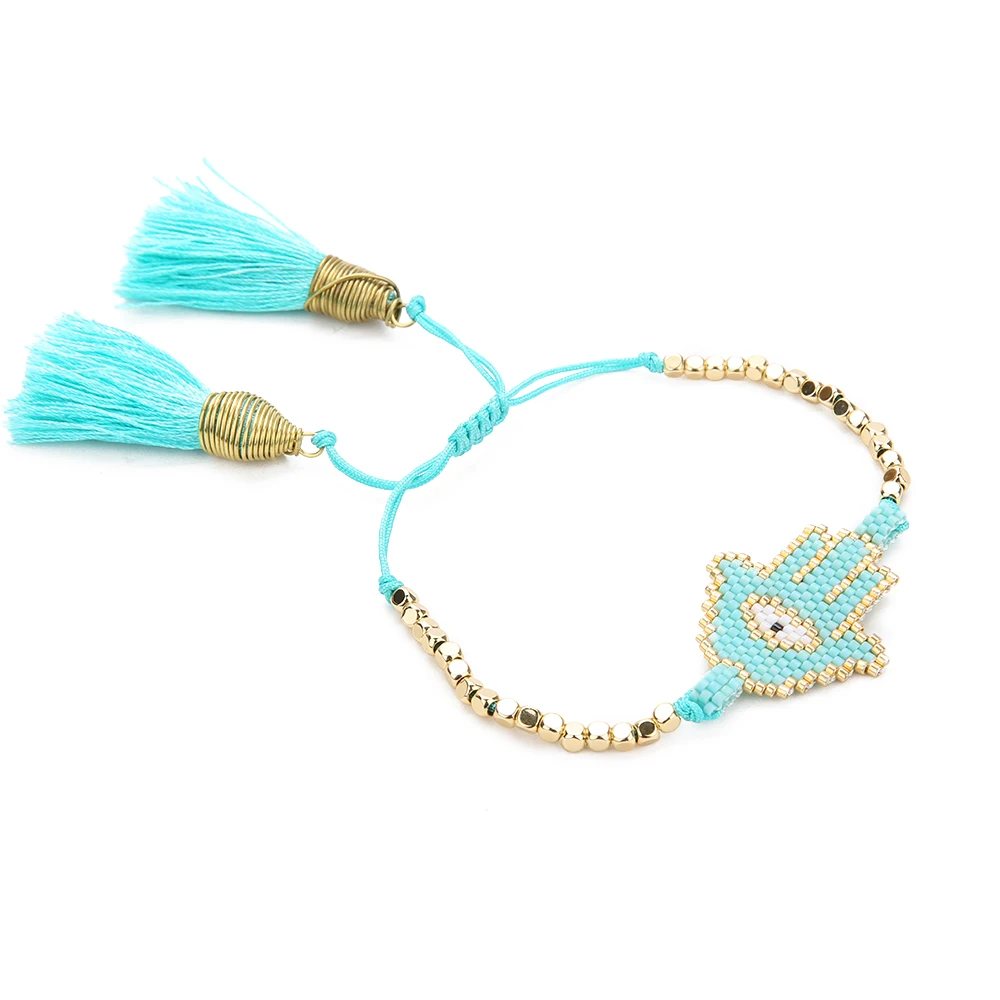Go2boho Delica MIYUKI браслет Lucky Evil Eye Fatima ручная работа Pulsera Hamsa Женская бижутерия кисточка